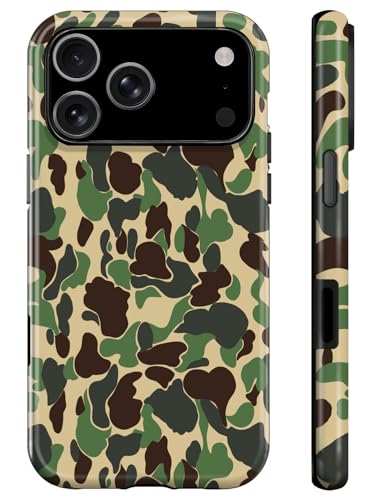 Coque iPhone 17 Pro Max résistant aux chutes motif camouflage vert antichoc