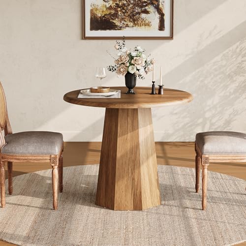 LITTLE TREE 31.5' Round Dining Table for 4, Wood Kitchen Table for Dining Room, Small Dinner...