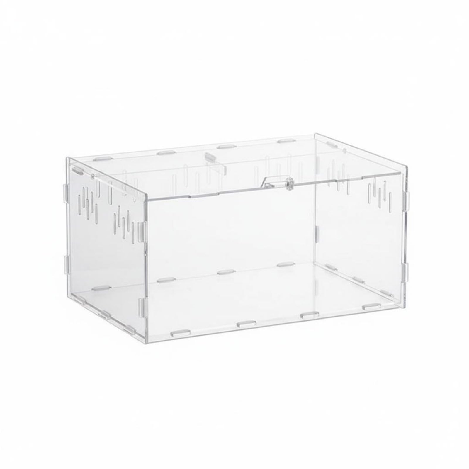 KESOTO Acrylic Habitat Observation Box Terrarium Cage Secure Lid Vent Holes Transparent Material Suitable for Pet Display Home Decoration, 30-20-15cm