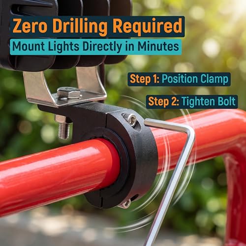 Image of ANKIA 2Pcs Motorcycle LED Light Horizontal Clamp Mounting Bracket Kit Fit on 7 /8 inch Bull Bars Roof Racks Roll Cages for Motorcycle ATV UTV Spotlights Fog Light Mount Motorbike Accessories (M10)