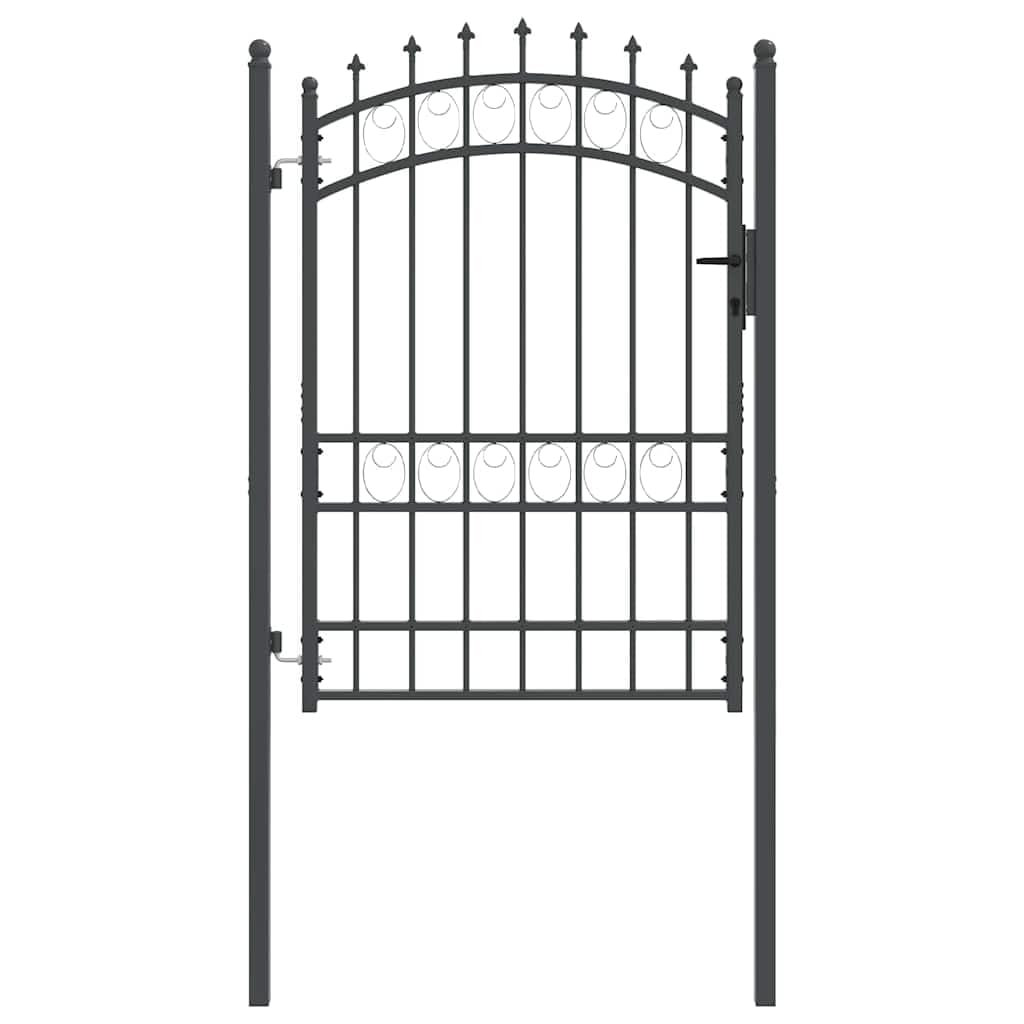 Brama ogrodowa EMMEN 170 x 100 cm ze stali malowanej proszkowo – stabilna metalowa brama do ogrodu i na taras ze słupkami i zamkiem
