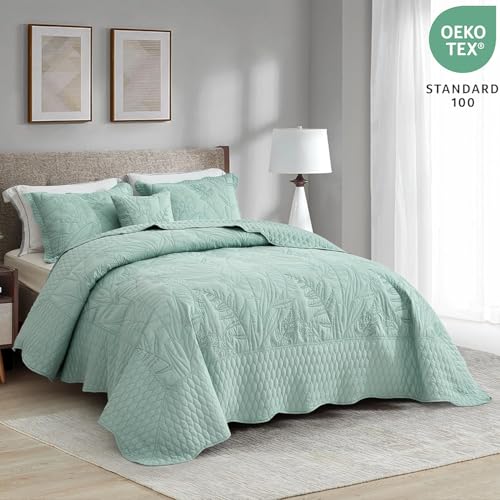 Image of Bedspread oversized，Queen 102x118，Beautiful Leaf Stitching，5 PCSeaglass