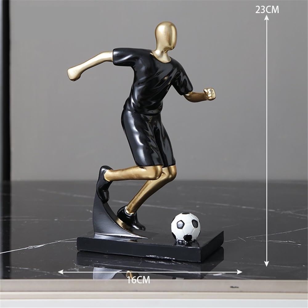 Figura decorativa (2 unidades), diseño de figuras de fútbol creativas, resina, decoración para oficina, salón, hogar, figura artística