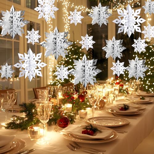 Image of Snowflake Decorations, Paper Christmas Hanging Decor Indoor, 36-Pc