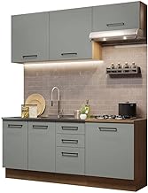 Cozinha Completa Madesa Agata 180003 com Armário e Balcão (sem Tampo e Pia) - Rustic/cinza