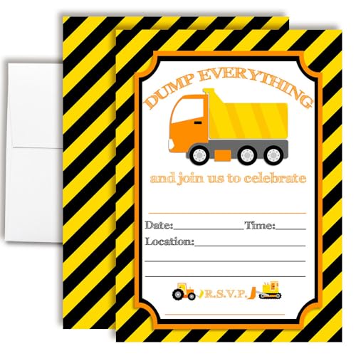 Cartes invitation anniversaire camion benne pour inviter facilement 20 copains