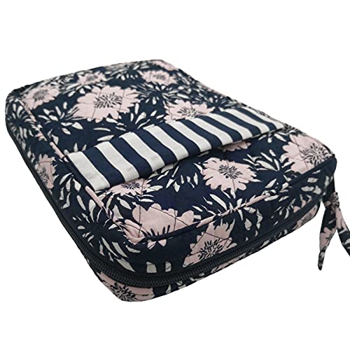 Image of DIWI Quilted Bible Cover Extra Large Sizes 11.25 X 8.25 X 2.75 Inches Good Book Case (XL, C1 Navy Pink)