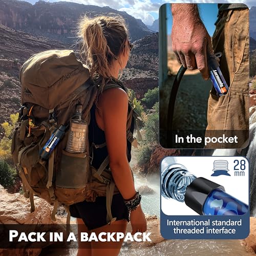 Image of Water Filter Straw - Personal Water Purifier, Camping Water Filtration System, Straw Water Purification - Outdoor Emergency and Survival Gear for Hiking, Camping and Travel (2pcs)