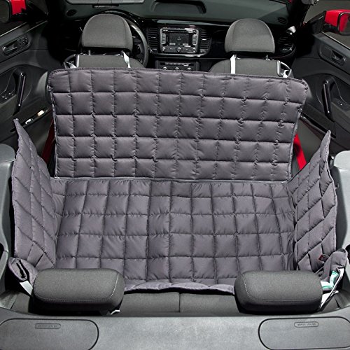 Doctor Bark gepolsterte Cabrio Autoschondecke mit All-Side Schutz für die Rückbank aus Baumwoll-Mischgewebe, für alle Cabrios, S Grau