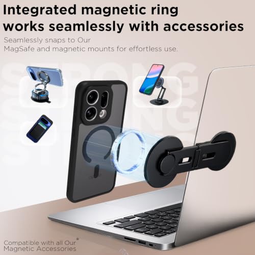 Image of RIGGEAR Shockproof Sleek Hybrid Armor Magnetic Back Cover Case Compatible with MagSafe Accessories for Oppo Find X9 5G (Smoke Black Matte PC + TPU Black Bumper)