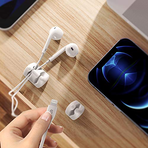 Syncwire Kabelclips Kabelhalter [5 Stück] Vielzwecke Kabelführung Kabel Organizer Set für Schreibtisch, Netzkabel, USB Ladekabel, Audiokabel, Ladekabeln usw. - Weiß