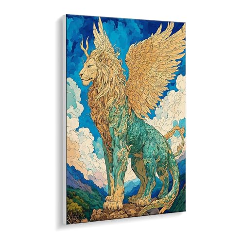 Pintar por Numeros Adultos Bestia divina, Cuadros Numeros Pigmento Acrílico, DIY Pintura por Numeros Kit Manualidades Adultos, Decoración para el Hogar Regalo de pared 20 x 30 cm (sin marco) q-581