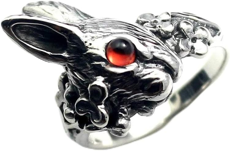 Rabbit Garnet Ring, 925 Silver, Women's, Men's