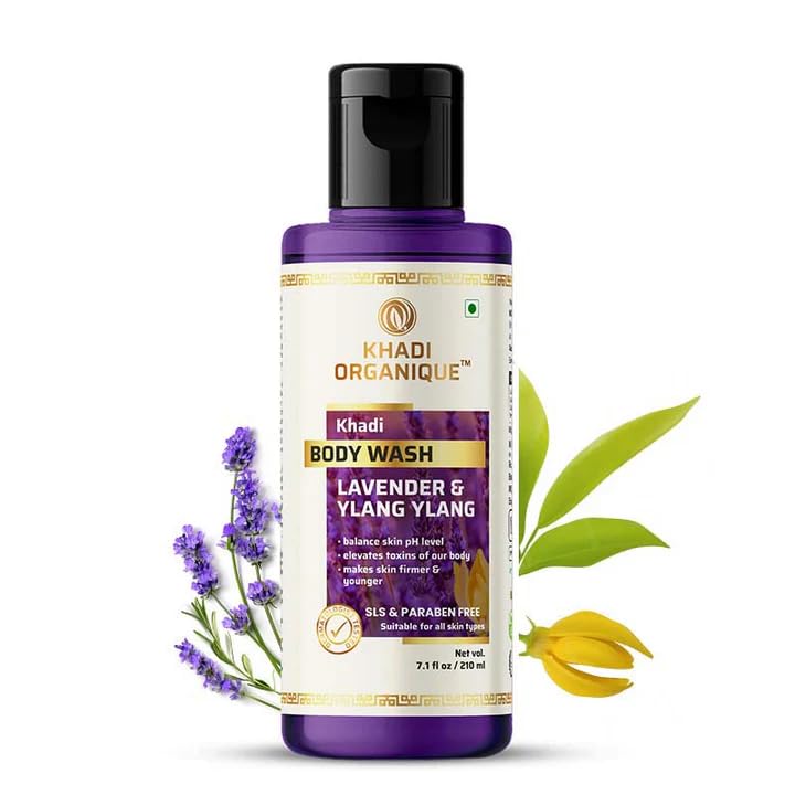 Image of Khadi Organique Lavender & Ylang Ylang Body Wash SLS & Paraben Free For All Skin Types - 210ml