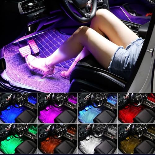 72LEDs 64Color Smart Interior Lights with App Control,led RGB Inside Car Decor Lights with DIY Mode and Music Mode (4pin 72LEDS)
