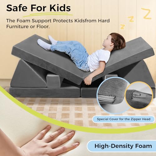 Modular Kids Play Couch 18pcs Toddler Floor Sofa, Sectional Couch for Children Bedroom and Playroom Furniture for Playing, Creativing, Convertible Foam and Floor Cushion for Boys and Girls