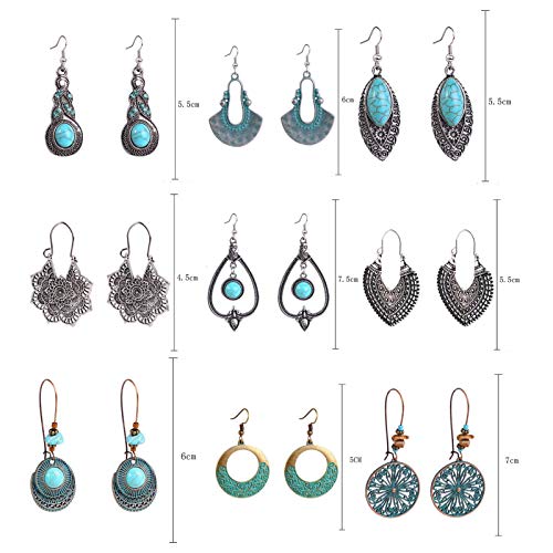 JENPECH Brincos pendentes de orelha de orelha de orelha | 1 par de brincos vintage com pingente de g