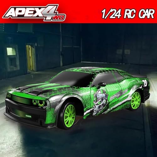 Image of RC Drift Car 2.4GHz 1:24 Scale 4WD Remote Control Car 15KM /H High Speed Drifting RC Cars with Cool Lights,and Extra Tires Toys for Kids.. (Blue)