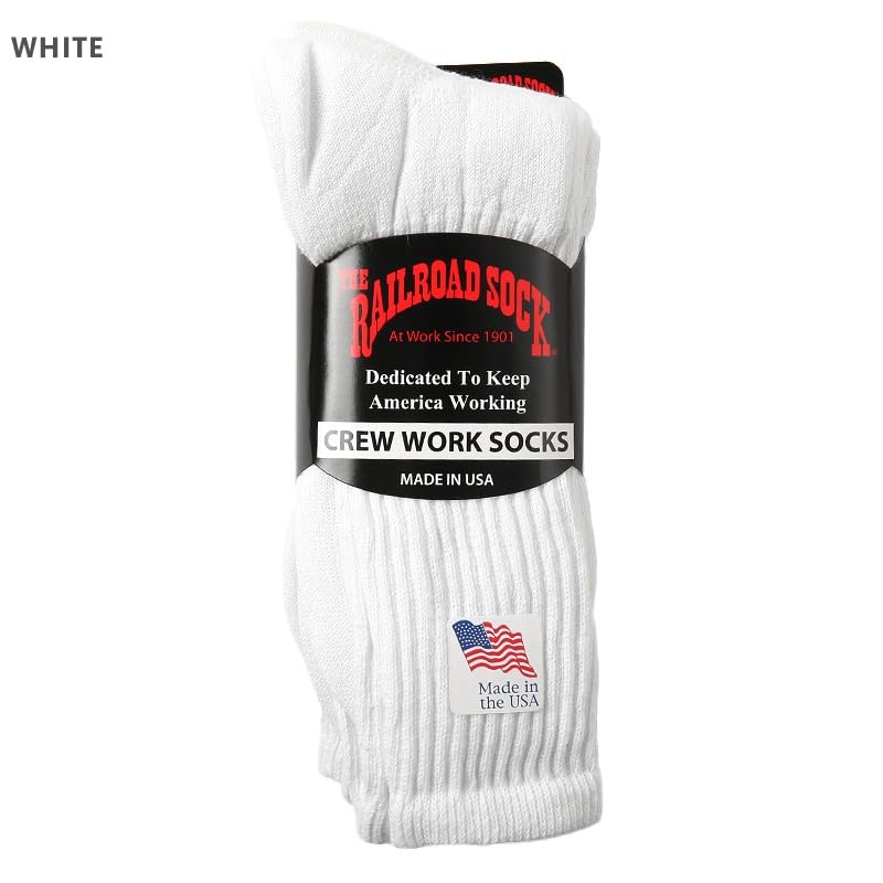 Railroad Sock 3 Pack White Work Crew With Welt Top2