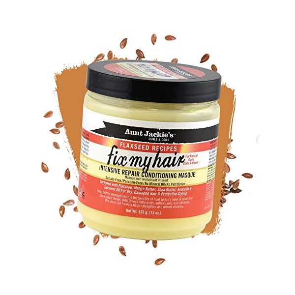 Aunt-Jackies-Flaxseed-Recipes-Fix-My-Hair-Intensive-Repair-Conditioning-Masque-Helps-Prevent-and-Repair-Damaged-Hair-15-Ounce-jar Aunt Jackie's Flaxseed Recipes Fix My Hair, Intensive Repair Conditioning Masque, Helps Prevent and Repair Damaged Hair, 15 Ounce jar