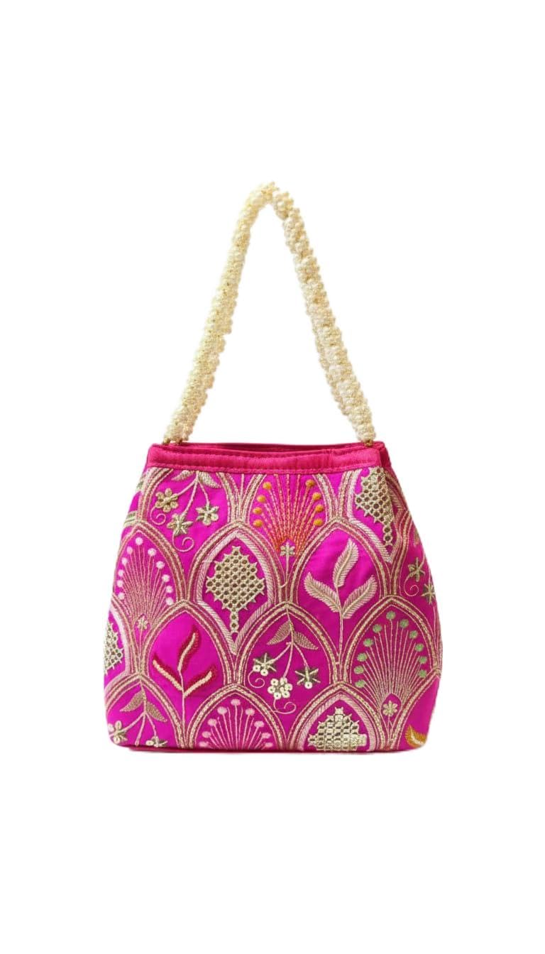 Sequins Motifs Pot_li BAG for Women Handmade Wristlet Handbag Stylish Bridal Purse Fashion Bag for Girls-image-35