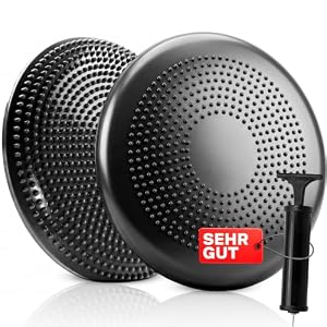 Retoo Ballsitzkissen mit Pumpe, Balancekissen 33cm, Luftkissen Sitzkissen Rückenschmerzen, Stärkung der Muskulatur, Verbesserung der Körperhaltung, Büro Zuhause Fitness, Schwarz