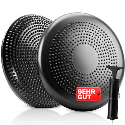 Retoo Ballsitzkissen mit Pumpe Balancekissen 33cm Luftkissen Sitzkissen Rückenschmerzen Stärkung der Muskulatur Verbesserung der Körperhaltung Büro Zuhause Fitness Schwarz