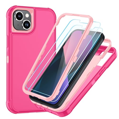 Image of SunStory Compatible with iPhone 12 Mini / 13 Mini Case with HD Screen Protector, 3-Layer Heavy Duty Full-Body Cover,3 in 1 Hybrid Protective Case for iPhone 12 Mini / 13 Mini 5.4 inch,PinkRed