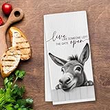 CosxHabitat Donkey Kitchen Dish Towels,Donkey Lovers Gifts for Women, Funny Farmhouse Donkeys Hand Tea Towels for Bathroom Kitchen Decor,16x24 Inches