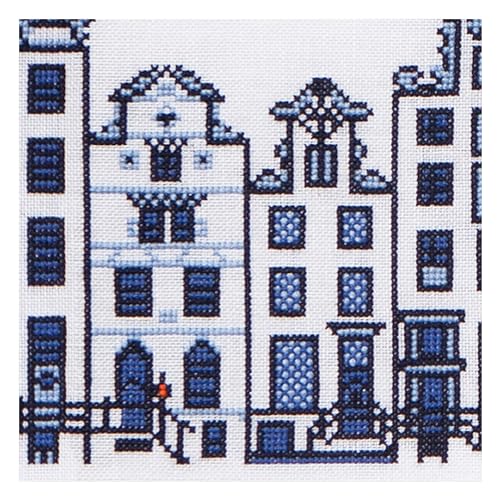 Image of Thea Gouverneur - Counted Cross Stitch Kit - City Street Amsterdam - Aida - 16 Count - Embroidery Kits for Adults - Crafts - DMC Embroidery Threads and Other Cross Stitch Supplies Included - 873A