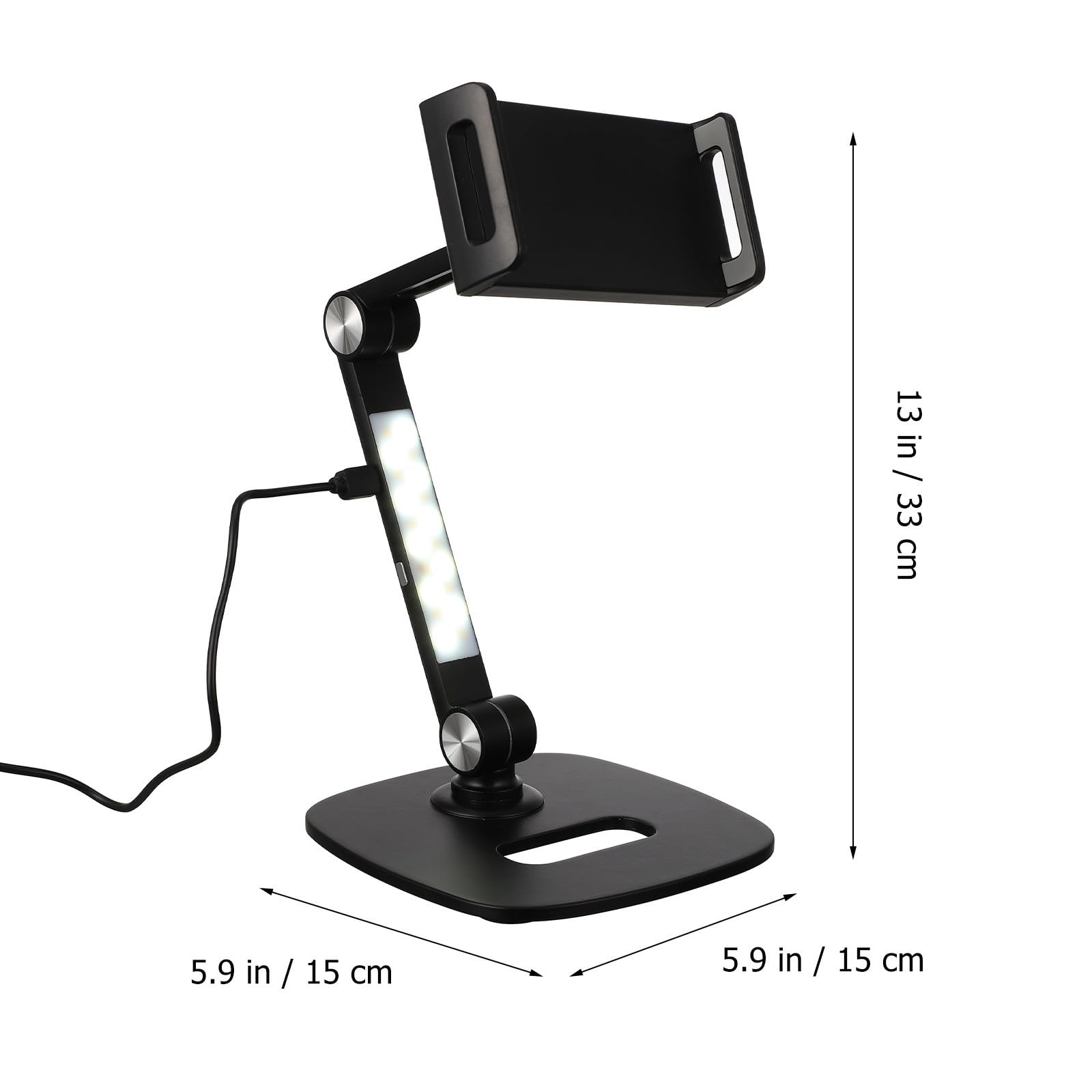 Soporte de Escritorio para Teléfono Móvil Ajustable de Aluminio Negro