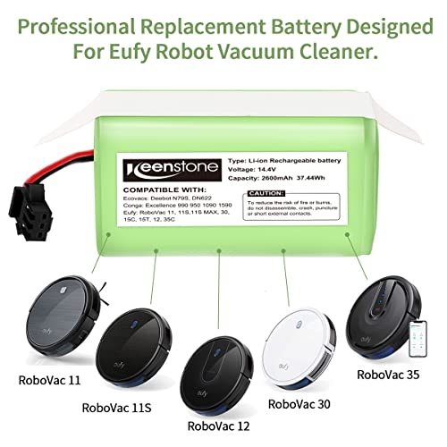 Image of Keenstone Li-Ion Battery 2600 mAh 14.4 V for Bagotte BG600 BG700 IKOHS Netbot S14 S15 Eufy RoboVac 11 11S 11S Max 30 30C 35C 12 15C 15C Max Deebot 605 N79S Conga Excellence 9 34 /36 0