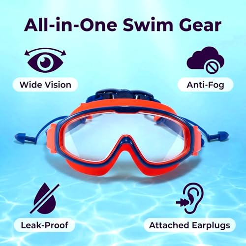 Image of Swim Goggles for Kids 6-12, Wide View Anti-Fog UV Protection No Leaking,Boys Girls Youth Swimming Goggles