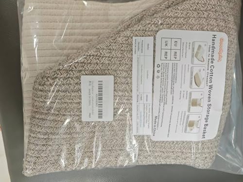Goodheim Faltbarer Wäschekorb mit Deckel, Wäschesammler - Wäschekörbe, Körbe geflochten, groß & XXL, weiß, braun, Baumwollkorb -Aufbewahrungskorb groß (37 x 52cm)
