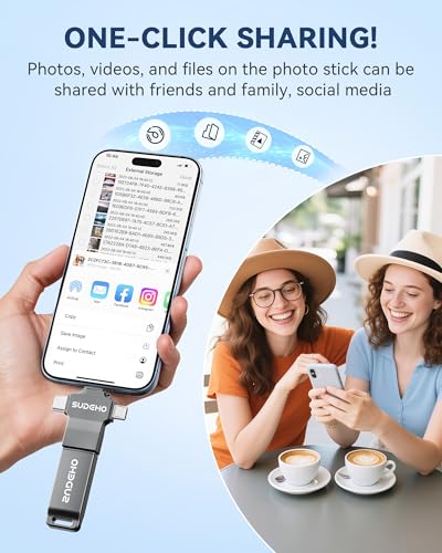 Image of MFi Certified Photo Stick USB Flash Drive for iPhone, 4 in 1 External Memory Thumb Drive for Picture Video Saver and Backup (Gun Black, 512GB)