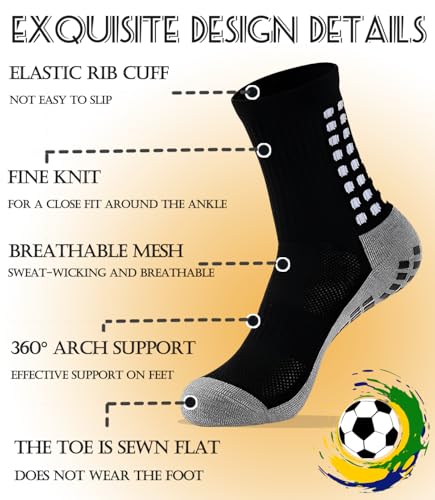 KMOLY 1 Set Kids Grip Soccer Socks and Shin Guard Sleeves for Age 7-14 Youth Boys Children Football Basketball Training2