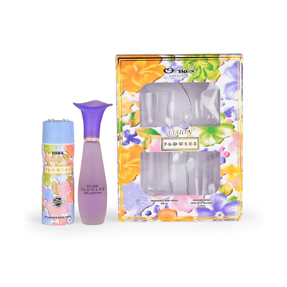 Ossa Vision Flower Premium Gift Set Of Perfume 110ml & Body Spray 200ml | Special Evening Occassion Combo Pack Of Perfume & Body Spray With Citrus And Floral Notes | Long Lasting Fragrance For Women