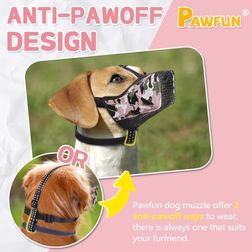 Image of Dog Muzzle, Soft Mesh No Barking Pet Muzzles for Small Medium Large Sized Dogs, Breathable Drinkable Dog Mouth Guard Adjustable Puppy Muzzle to Prevent Dogs Biting Chewing and Licking, Pink