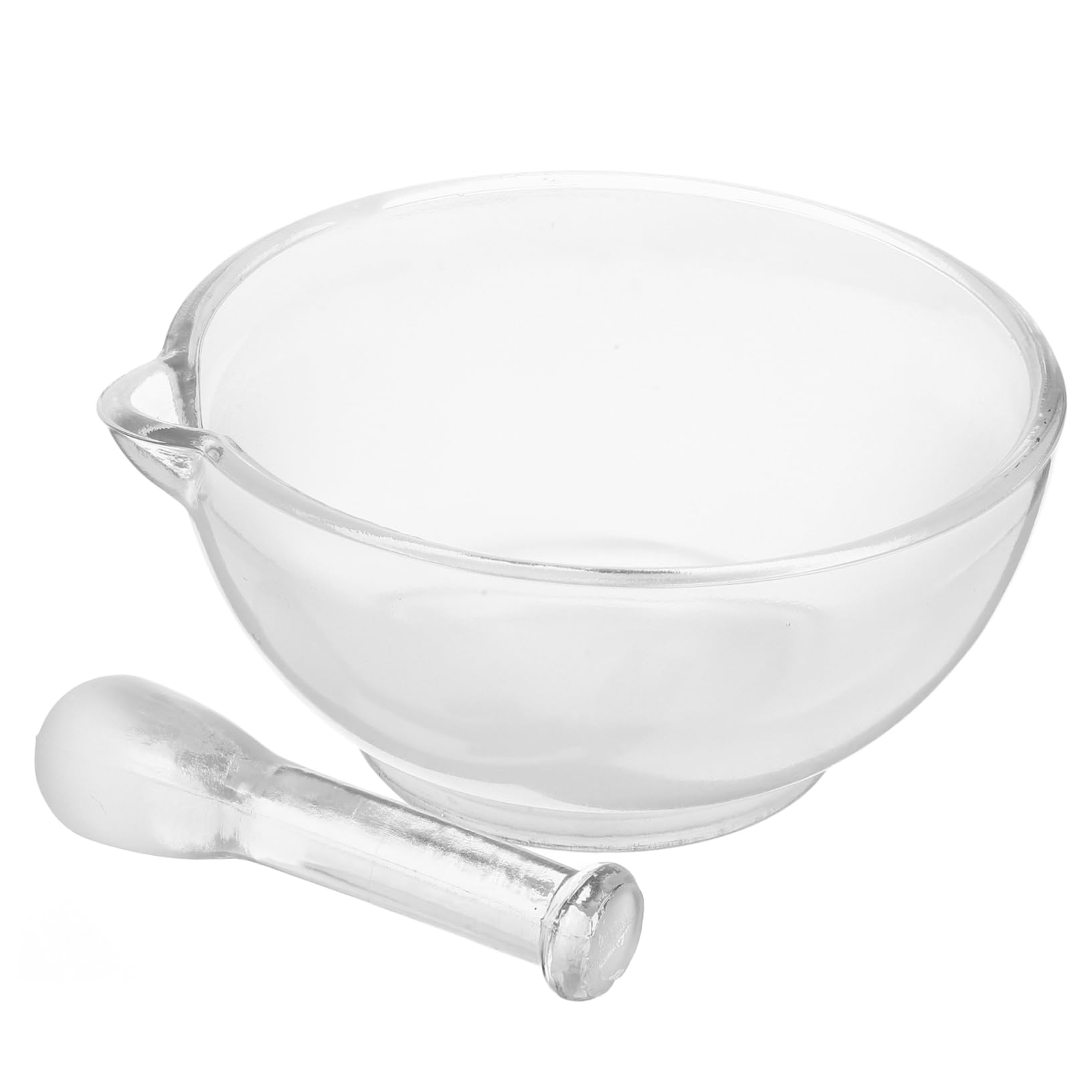 Set Mortaio in Vetro con Pestello, per Laboratorio | Ciotola da Macinare e Mescolare, Resistente alla Rottura, Uso Cucina, Articolo Versatile