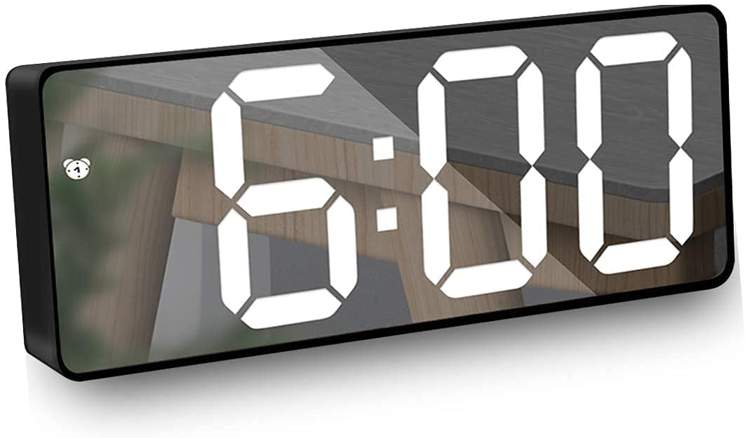 STFMHEZ LED Mirror Alarm Clock,HD Digital Alarm Clock with Two Power Modes and Snooze Mode,3" Led Display with 2 Dimming Mode for Bedroom Living Room Home Decor and Office Best Festival Gift