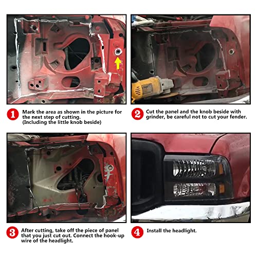 Pit66 Headlights, Compatible With 99-04 Ford F250 F350 F450 F550 Super Duty/00-04 Ford Excursion Clear Lens Black Housing Clear Reflector With Harness #TOP5