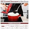 HaSteeL 2 QT Cast Iron Saucepan, Mini Enamel Dutch Oven with Lid, Small Non Stick Pan for Milk, Pasta Tomato Sauce, Butter, Breakfast, Soup, Suitable for Boiling Stewing Frying, Easy to Clean, Red #3