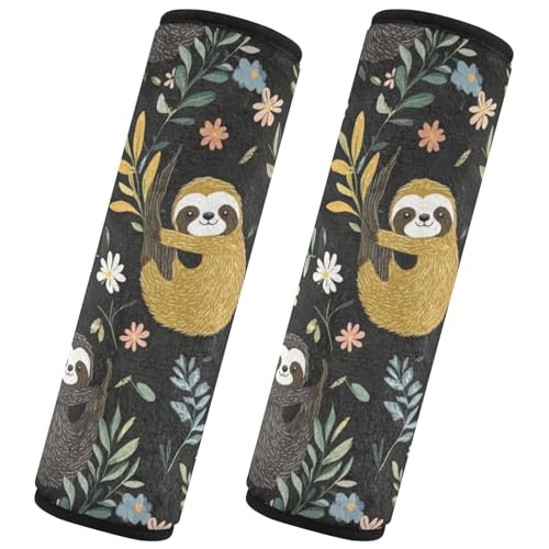Seat Belt Covers 2 Pack Sloth Climbing Ree Car Seat Strap Covers Super Soft Cute Car Seat Neck Cover for Boys Girls Adults Babies M