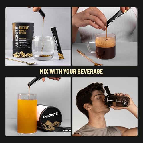 Image of Anecdote Pure Himalayan Shilajit Honey Sticks with Organic Honey & Saffron | Boosts Stamina | Supports Immunity | 75% Fulvic Acid, 85+ Trace Minerals | No Added Sugar | 30 Sticks