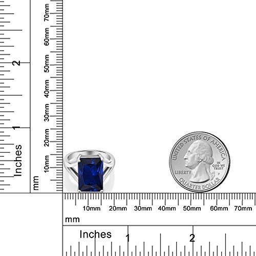 Gem Stone King 5-10 Cttw Gemstone Birthstone Solitaire Engagement Ring For Women | 925 Sterling Silver | 14X10MM Emerald Cut | Wedding Anniversary Promise Ring For Women | Available In Size 5-94