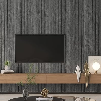 YENHOME 12"X236" 3D Acoustic Wood Slat Wall Panels for Interior Wall Decor Renter Friendly Self Adhesive Black Slat Wood Panel Decor Soundproof Acoustic Panels for Bedroom Office Ceiling Foam PVC