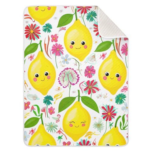 Burbuja Cute Lemons Baby Blanket for Boys Girls, Nursery Soft Warm Swaddling Receiving Baby Blankets, 30x40 in Toddler Blanket