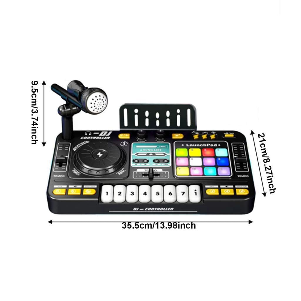 Tocadiscos de Juguete para DJ Infantil, Mezclador Electrónico para Fiestas con Luces Y Efectos para Interiores Y Preescolares.