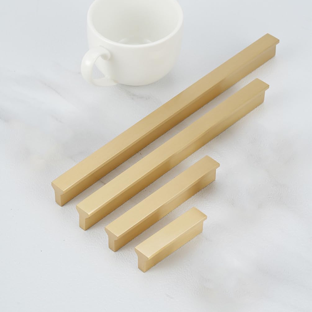 Tiradores Cocina Dorado, latón Sólido | Latón Cepillado, Longitud: 50-1000 mm Tiradores de Proa Cajones Oro, 2 Piezas Tiradores Muebles Baño con Tornillos