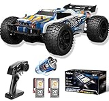 DEERC 9205E 1:10 Remote Control Truck with Lights, 48 km/h High Speed 4x4 RC Car, 40+ Min Play Time, 2 Batteries, All Terrain Off Road Monster Crawler RC Vehicle, Hobby Grade for Adults and Kids